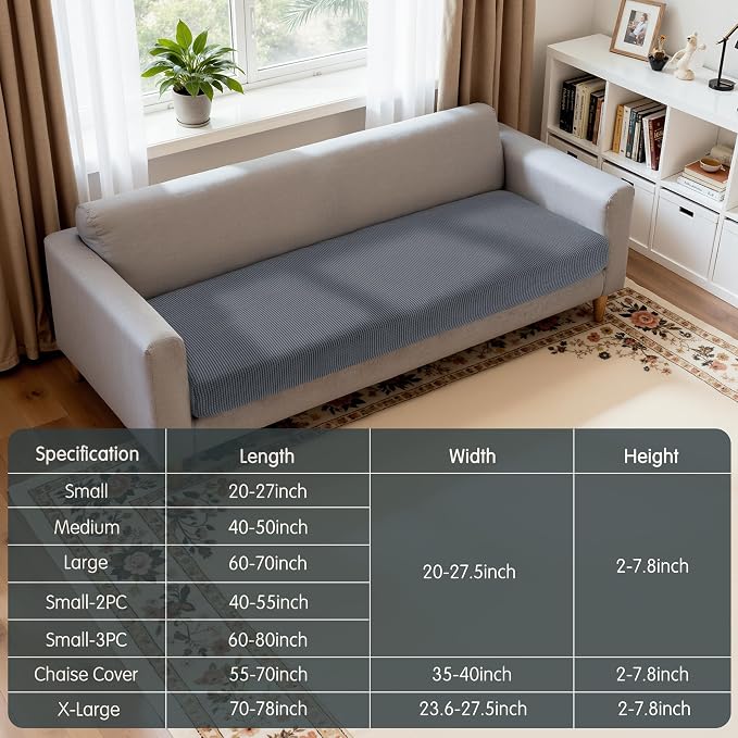 Hokway Stretch Couch Cushion Covers, Stretch Sofa Cushion Covers, Washable Replacement Sofa Seater Slipcovers, Reversible Furniture Protector for Dogs(Dark Blue, X-Large) - Image 2