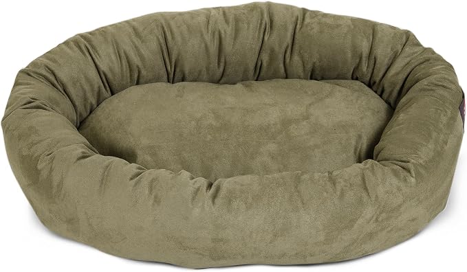 Majestic Pet 52 Inch Suede Calming Dog Bed Washable – Cozy Soft Round Dog Bed with Spine Support for Dogs to Rest Their Head - Fluffy Donut Dog Bed 52x35x11 (Inch) - Round Pet Bed X- Large – Sage - Image 2