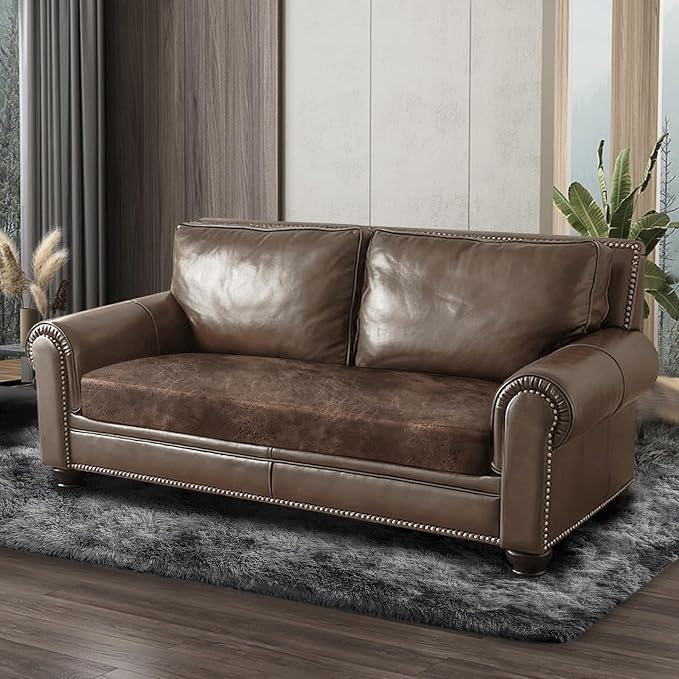 ANARACHON Leather Look Couch Cushion Covers Sofa Seat Slipcovers Sets Couches Furniture Protector for Sectional Armchair Loveseat Pets Kids Stretch Spandex Fabric (1 Cushion Loveseat, Light Brown) - Image 8