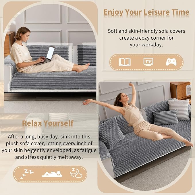 Waterproof Couch Cover & Sofa Cover, Couch Covers for Sofa Washable Non-Slip, Soft Dog Bed Protector for Sectional, Loveseat, Living Room, Car & RV Furniture (Light Gray, 23.62"x23.62" 2 PACK) - Image 2