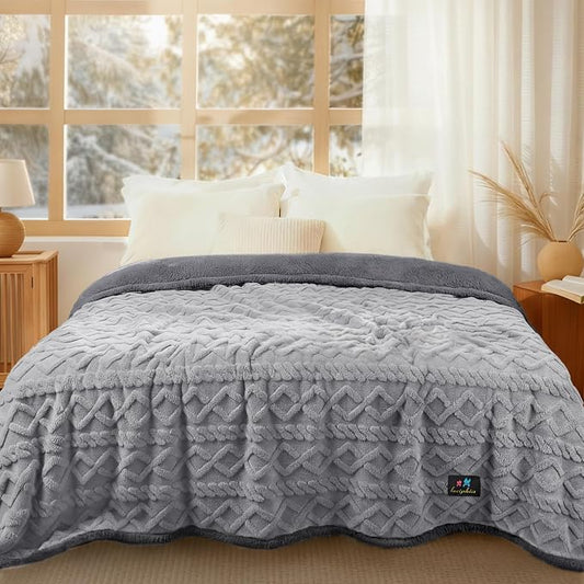 Luciphia Waterproof Blanket for King Bed Reversible Fleece Couch Cover | Reversible waterproof pet blanket with soft Sherpa fleece machine washable protect couch bed car, Light Grey 100" x 82" by luciphia