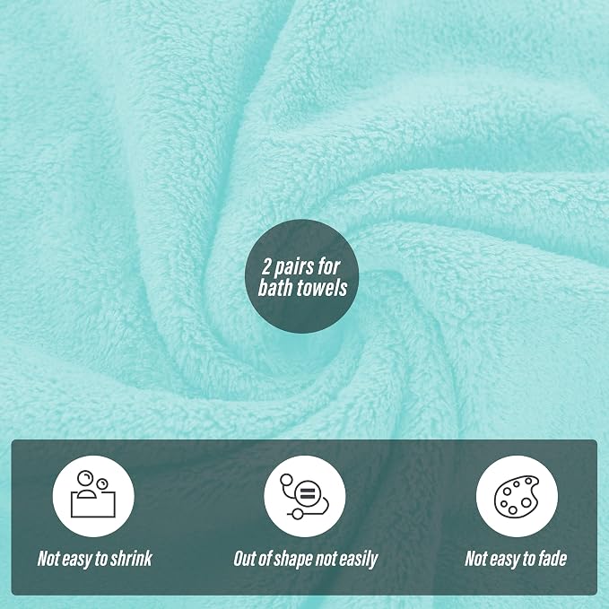MOONQUEEN 2 Pack Premium Bath Towel Set - Quick Drying - Microfiber Coral Velvet Highly Absorbent Towels - Multipurpose Use as Bath Fitness, Bathroom, Shower, Sports, Yoga Towel (Frozen Blue) - Image 4