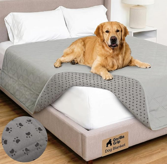 GORILLA GRIP® Waterproof Dog Blanket, 82x82, Leakproof Couch Cover for Dogs, Silicone Grip Backing, Protects Sofa, Sectional, Bed, Crate, Car & RV, Tear-Resistant Washable Pet Blanket Light Gray by Unknown