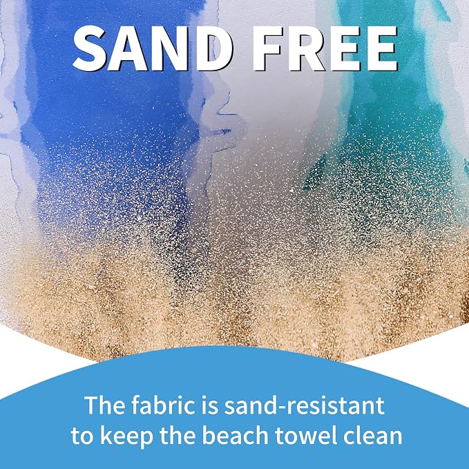 Microfiber Beach Towel Oversized 71x32 Blue Black with Bag 2 Pack | Thin Lightweight Sand Free Absorbent Quick Dry Compact Large for Adult Travel Camping Pool Swim Bath Cruise Essentials Gift - Image 5