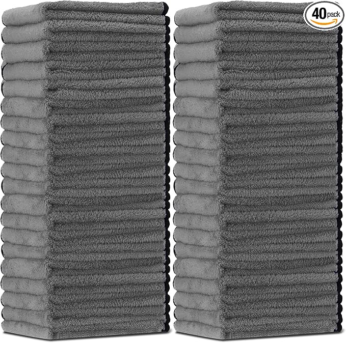 Tallew 40 Pcs Gray Microfiber Towels: 16"x16" Microfiber Drying Towels Bulk Micro Fiber Car Cleaning Cloth for Cars Drying Washing Polishing Cleaning Household Supplies by Tallew