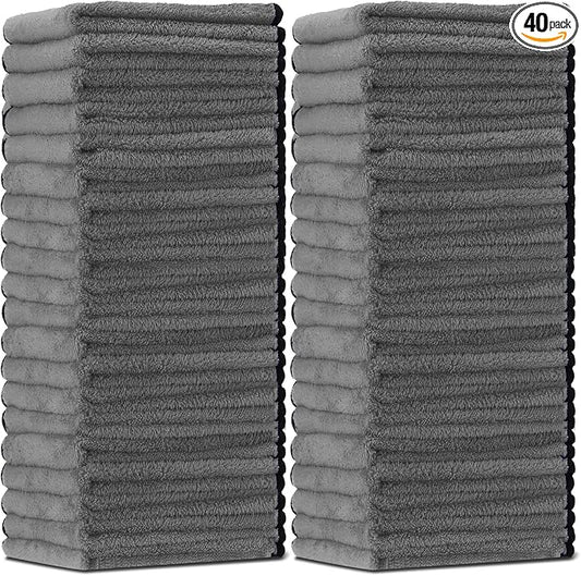 Tallew 40 Pcs Gray Microfiber Towels: 16"x16" Microfiber Drying Towels Bulk Micro Fiber Car Cleaning Cloth for Cars Drying Washing Polishing Cleaning Household Supplies by Tallew
