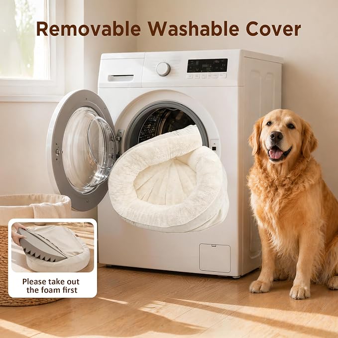 Waterproof Orthopedic Dog Bed for Extra Large Dogs, Light Beige | Supportive Crate Foam Relieves Joint Pressure, 360°Bolsters, Waterproof Inner,Washable Cover, Non-slip Bottom - Image 4