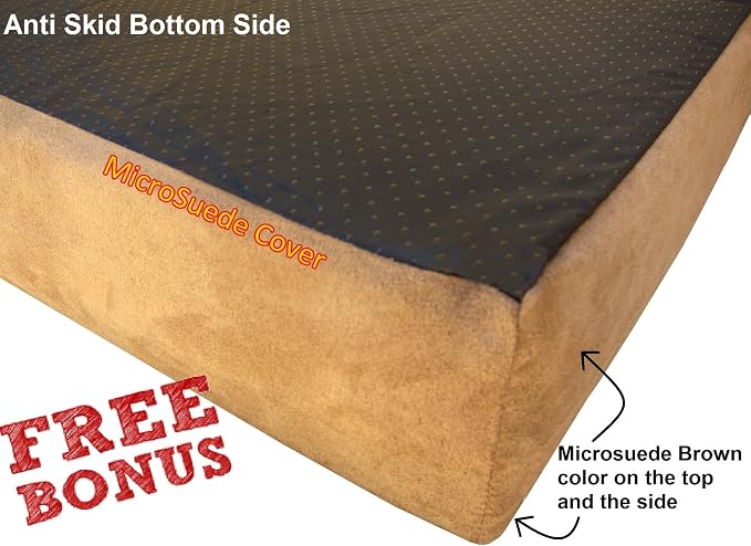 Dogbed4less Orthopedic Gel Memory Foam Pet Dog Bed, Waterproof Liner with Microsuede Cover and Extra External Case (Microsuede in Espresso, 37X27X4 Inches Medium Large) - Image 3