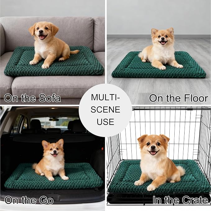 Dog Bed Mat - Dog Crate Pad - Reversible Mat for Pet Comfort - Soft Bed Crate Pads for All Seasons - Durable, Machine Washable Mat for Crates, Travel, and Home (Dark Green, 24" L*18" W*1.5" Th) - Image 6
