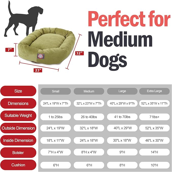 Majestic Pet 32 Inch Micro Velvet Calming Dog Bed Washable – Cozy Soft Round Dog Bed with Spine for Head Support - Fluffy Donut Puppy Mat 32x23x7 (inch) Medium – Apple (2025) - Image 3