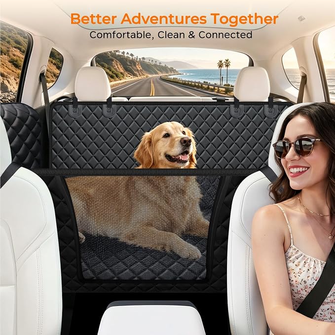 URPOWER Dog Car Seat Cover for Back Seat, Waterproof Hammock for Model Y | Easy Pet Access, Waterproof, Scratch Resistant, Mesh Window, Non-Slip, ISOFIX Anchors, Easy Care, Dog Seat Belt Included - Image 7
