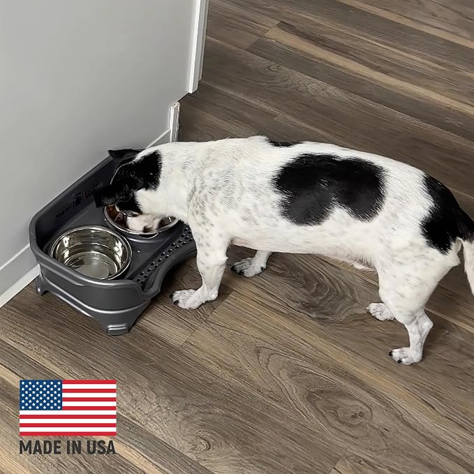 Neater Feeder Express Mess Proof Dog Bowls Elevated for Small Breed – Made in USA – No Spill Raised Slow Feeder Elevated Dog Bowl Stand, Stainless Steel Food and Water Bowl Set, Grey - Image 4