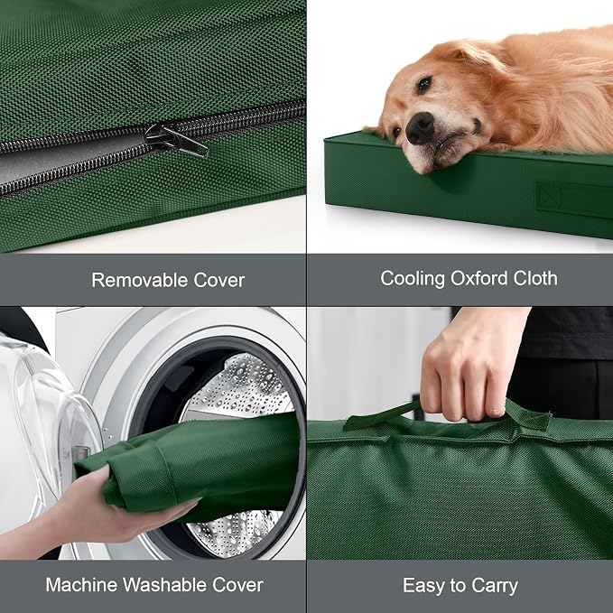 Large Waterproof Orthopedic Dog Bed with Egg Crate Foam | Fits 42x28 Crates, TPU Waterproof Layer, 1680D Washable Oxford Cover, Portable Handle, Indoor & Outdoor Use, Up to 80 lbs - Image 6