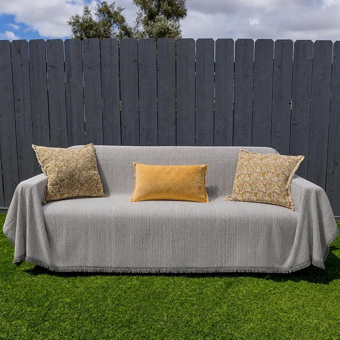 Couch Covers for Sofa, Couch Cover for Dogs, Water Resistant Non Slip Washable Chenille Sofa Cover, Loveseat Covers with Storage Bag, Pet Furniture Protector 71 x 118 Inches Grey by Unknown