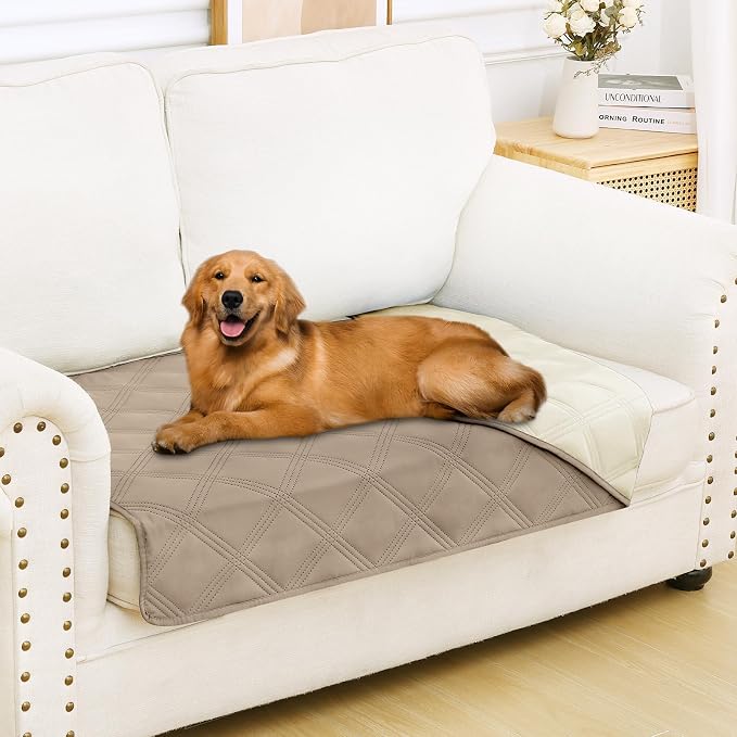 Smiry Waterproof Dog Bed Cover, Reversible Pet Blanket for Sofa Couch | Soft Washable Dog Blanket, Leakproof Couch Cover for Dogs Cats & Furniture Protection, 30x53, Taupe/Beige by Smiry
