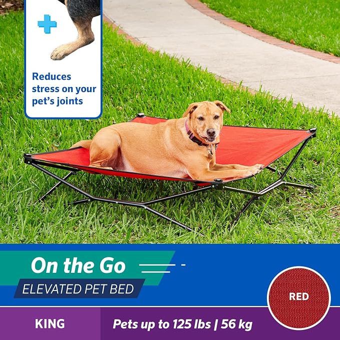 Coolaroo On-The-Go Elevated Dog Bed - Foldable Pop-Up Travel Dog Bed with Breathable, Moisture-Resistant Fabric, Carry Bag Included, Lightweight & Portable, Red, Extra Large - Image 3