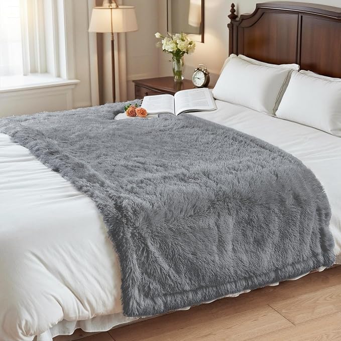 gogobunny Waterproof Dog Blanket for Couch & Furniture Protection - Super Soft Reversible Throw for Large Dogs & Cats, Calming Washable Fur & Sherpa Pet Blanket (33x77 Inch, Light Grey) - Image 4