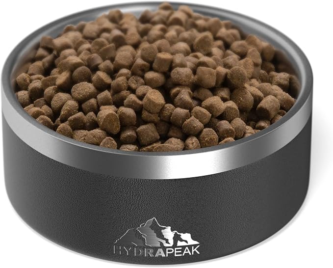 Hydrapeak Dog Bowl; Non Slip Stainless Steel; Water and Food Dish; Large Sized and Small Dogs; 32oz 64oz; Multiple Sizes; 4 Cup | Black - Image 2