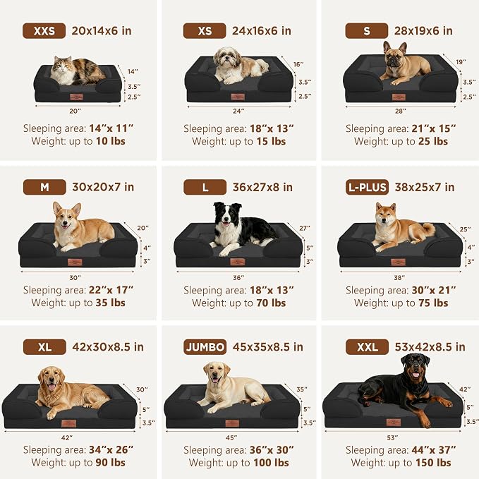 Comfort Expression Orthopedic Dog Bed for Extra Large Dogs with Bolster | Waterproof Dog Couch Bed with Washable Cover & Non-Slip Bottom, Supportive Egg Crate Foam XL Pet Bed, 48x30 Inch - Image 8