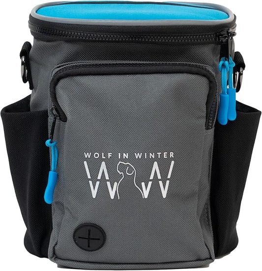 Multipurpose Pro Dog Treat Bag with Neoprene Split Top Dog Training Treat Pouch Bag with Shoulder Strap, Belt and Clip and Exterior Storage Pocket (Alpine Blue) by WolfInWinter