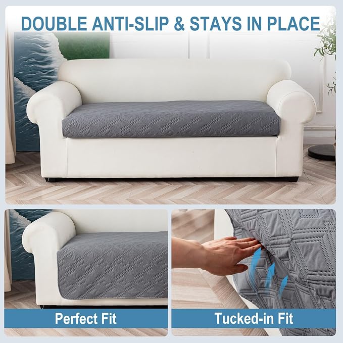 Genina 100% Waterproof Sectional Couch Covers for L Shaped Chaise Lounge Left, Anti-Slip Sectional Cover Furniture Protector Couch Cover for Dogs Pets, 1 Piece (Dark Gray, Left Chaise Cover) - Image 5