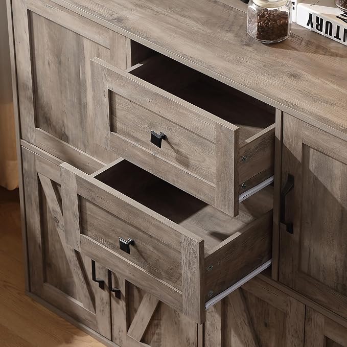 Forest Gravity Large Dog-Proof Double Cat Litter Box Enclosure with Storage for 2 Cats,Cat Washroom Cabinet with 2 Drawers,47.6'' Modern Dual Litter Box Furniture Cabinet with Compartments,Grey - Image 7