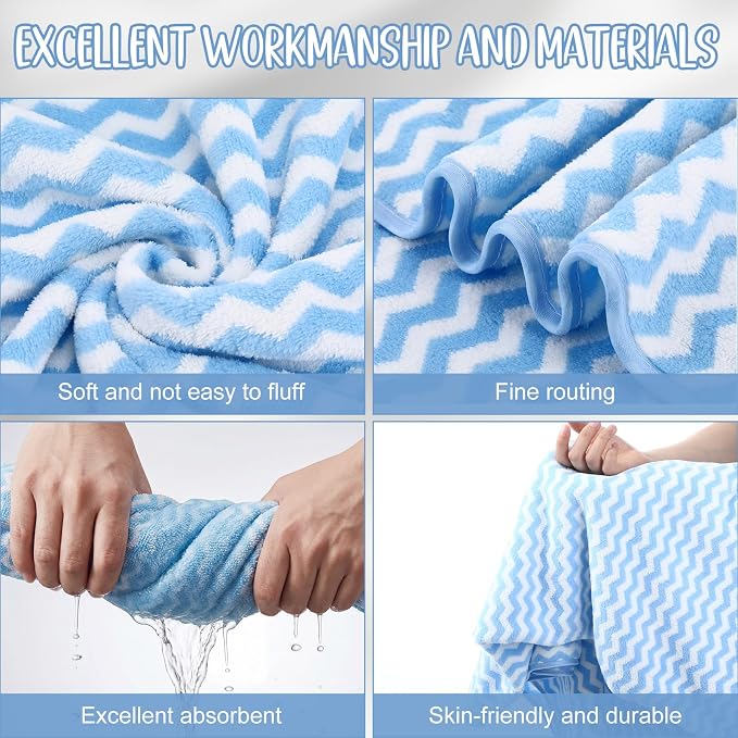 SmoothNovelty 16 Pack Microfiber Bath Towels Bulk 27'' x 60'' Oversized Size Bath Towel Highly Absorbent Extra Large Soft Drying for Beach Shower Summer Salon Sport Gym Party (Wave,Blue) - Image 3