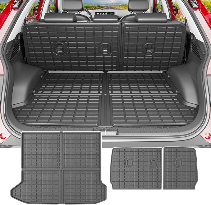powoq Cargo Mat Compatible with 2022-2024 Ioniq 5 Backrest Mat Trunk Mat TPE Cargo Liner Back Seat Protector Replacement for 2022 2023 2024 Ioniq 5 Accessories (Trunk Mat+Backrest Mats) by powoq