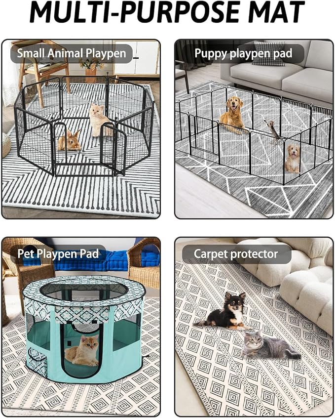 BNOSDM 91" X 63" Washable Bunny Cage Liners Large Rug for Rabbits Large Non Slip Pad for Bunnies Resuable Rabbit Liner for Chinchillas Cats Guinea Pigs Ferrets Dogs - Image 5