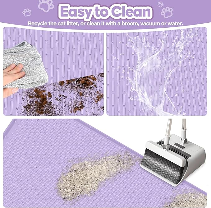 Silicone Cat Litter Mat for Litter Box 40”x28” Large Cat Mat, Purple | Waterproof, Non-Slip, Leak-Proof Rug Mat with Lip, Easy to Clean, Extra Large Litter Catcher Mat for Floor - Image 5