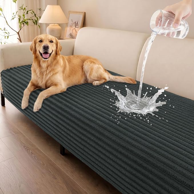 Smiry Waterproof Couch Cover for Dogs, Washable Non Slip Plush Protector | Waterproof Protection, Plush Flannel, Non Slip Backing, Pet Hair & Scratch Protection, Soft Cover (36" x 82.7") by Smiry