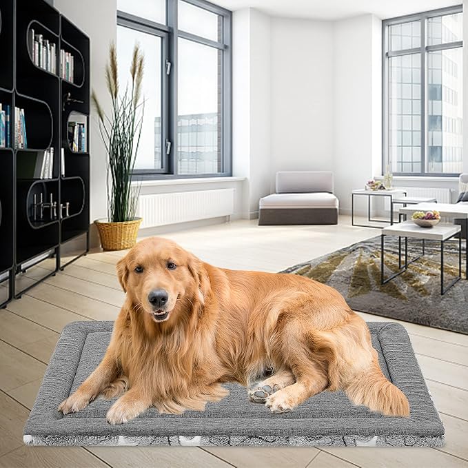 EMPSIGN Fancy Dog Bed Mat, Pet Bed Pad Reversible (Cool & Warm), Machine Washable Crate Pad, Pet Sleeping Mat for Small to XXX-Large Dogs, Grey, Star Pattern,XXL (48inch X30inch X1.1'') | Reversible Kennel Mat (Cool & Warm), Machine Washable, Cozy Star... - Image 5