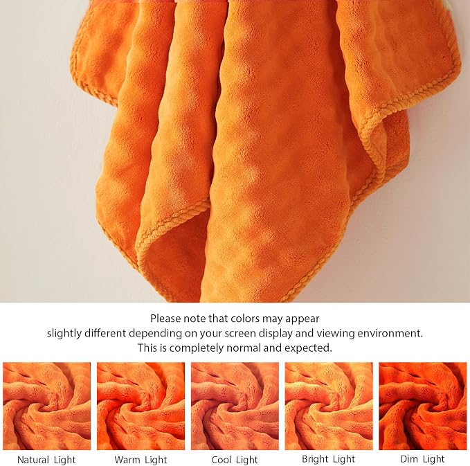 COZYART Lint Free 8 Pcs Bathroom Towels Set Ultra Soft Microfiber Orange | Ultra Fluffy, Thick, Highly Absorbent, Fast Dry, No Shedding, No Pilling, Fade Resistant, Durable, Long-lasting - Image 6