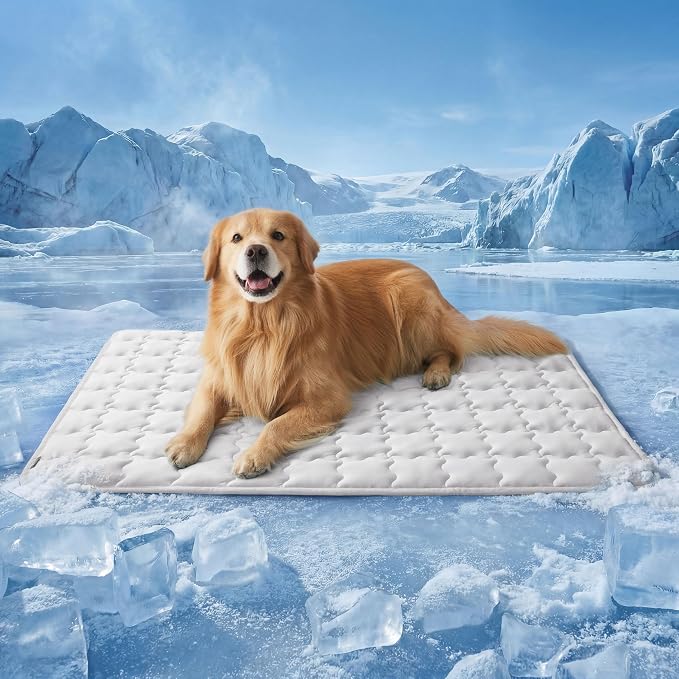 Bedsure Cooling Dog Mat Extra Large, Q-Max>0.5 XXLThin Breathable Cold Crate Pad for Pet, Portable Washable Kennel Bed for Summer Active Dog with Chill Soothing Fabric to Rapid Cooling, 48x30, Grey by Unknown