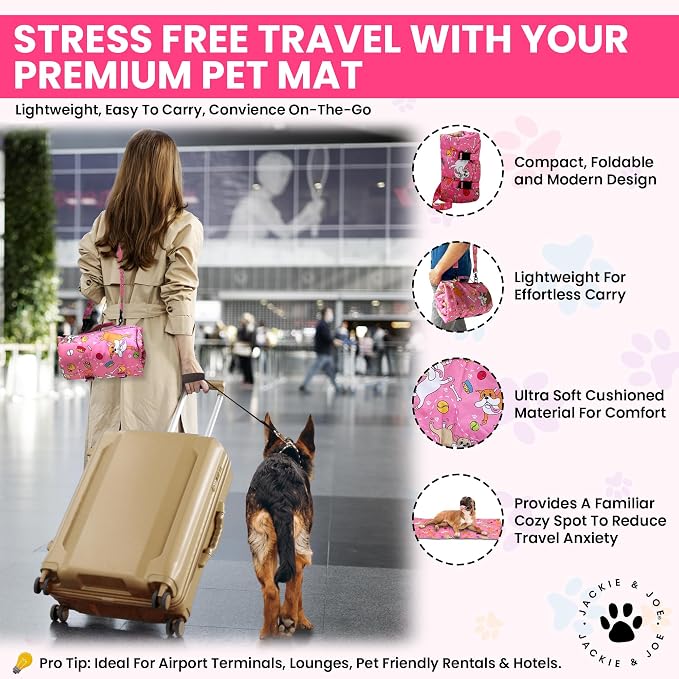 Large Dog Bed 39x27 in- Lightweight& Portable with Easy Carry -Washable and Easy to Clean. Crate and Kennel Ready. Indoor/Outdoor Use, Protects Car Seat & Camping Essentials Dog Bed - Pink - Image 7