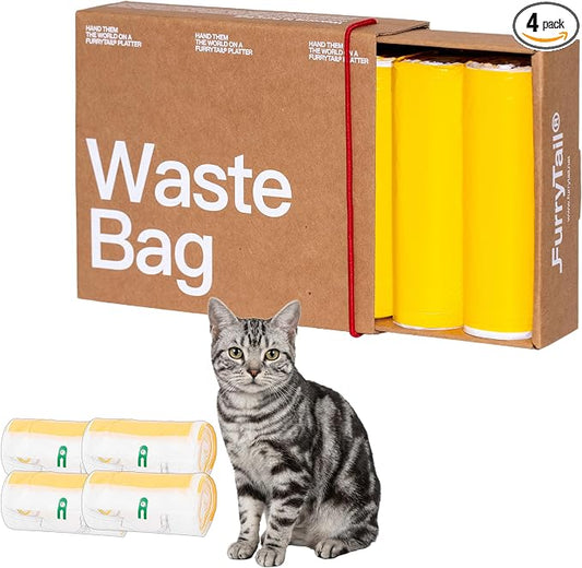 Furrytail Cat Litter Box Liners Drawstring Waste Bags, Thickened Tear-Resistant Receptacle Bags for Automatic Litter Box,Heavy Duty Trash Bags, 80 Count by Furrytail