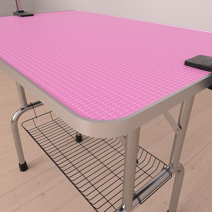 42" Dog Grooming Table Foldable Pet Grooming Tables with Adjustable Arm Noose Storage Mesh Tray Maximum Capacity Up to 330lbs Pink - Image 7