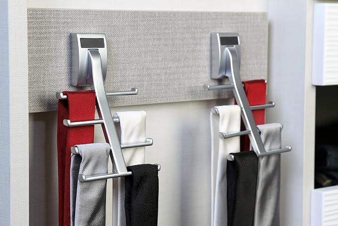 TAG Hardware Premium Space Saving Eight Tie Storage Hook Cleat Mount Organizer Rack for Home and Business (MATT Aluminum) - Image 7