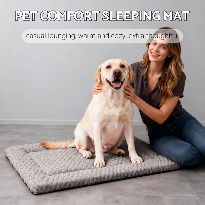 Dog Bed Mat - Dog Crate Pad - Reversible Mat for Pet Comfort - Soft Bed Crate Pads for All Seasons - Durable, Machine Washable Mat for Crates, Travel, and Home (Light Gray, 35" L*23" W*1.5" Th) - Image 2