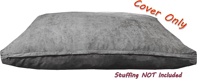 Dogbed4less 37X27X4 Inches Medium Large Size : Suede Fabric External Replacement Cover in Gray Color with Zipper Liner for Dog Pet Bed Pillow or pad - Replacement Cover only - Image 5