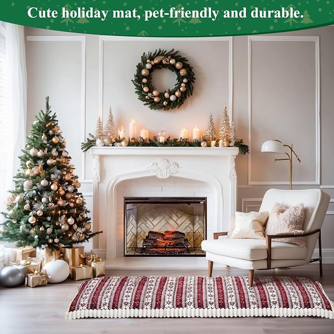 VClife Fuzzy Anti-Slip Dog Couch Cover for Christmas, Burgundy, 27.6 x 59.1 | Soft Thick Couch Covers for 2 Cushion Couch Sofa Pet Friendly, Scratch Resistant Sofa Cover Washable Dog Furniture Protector - Image 5