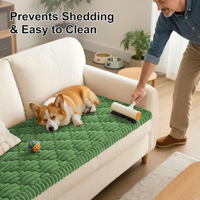 Smiry Couch Cover for Dogs Washable, Non Slip Fuzzy Pet Sofa Protector | Soft Thick Furniture Cover for Sofa, Loveseat and Sectional, Scratch & Pet Hair Resistant (Olive Green, 27.6" x 88") - Image 6