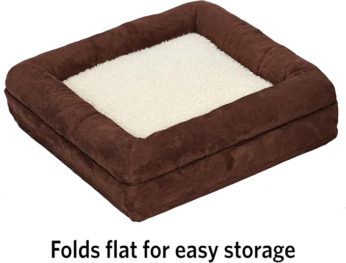 MidWest Homes for Pets Feline Nuvo Curious Cat Cube, Foldable Pet Hideout with Toy, Bolstered Bed Top, Faux Brown Suede, Synthetic Sheepskin - Image 5
