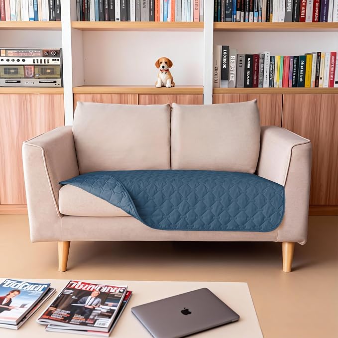 gogobunny 3X Stronger Waterproof Pet Blanket, Scratch Proof Furniture Protector for Dogs Cats, Reversible Cover 32x53 Inch, Dark Blue - Image 3