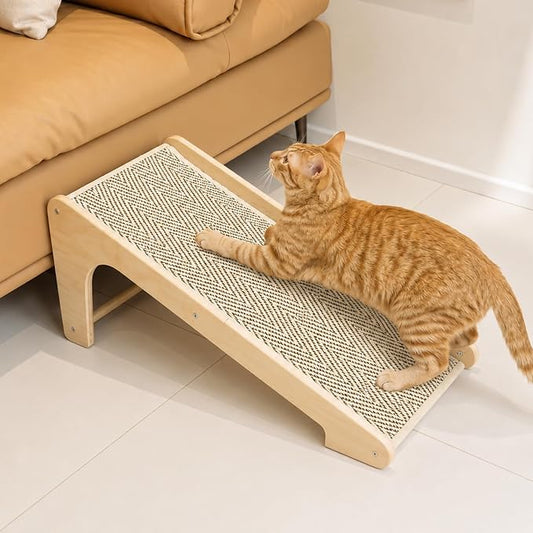 PETKARAY Sisal Cat Scratcher Ramp, L Shaped Scratching Post and Scratch Pad for Indoor Cats, Couch Furniture Protector, Chevron by PETKARAY