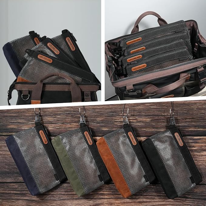 WELKINLAND 12-Inch Waxed Canvas Tool Pouches, 4PCS-Set Clear Tool Pouch, Canvas Tool bags, Durable Small Tool Bag Organizer, Tool Pouches With Zipper, Clear Tool Bag With Zip - Image 9