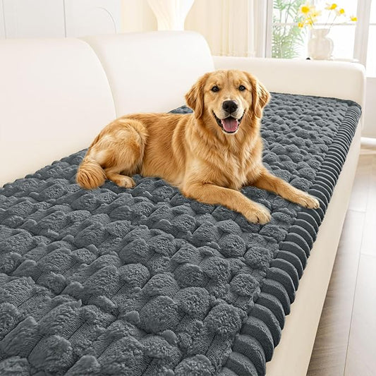 Smiry Non Slip Couch Covers for Dogs, Scratch Resistant Pet Sofa Protector | Machine Washable Soft Fuzzy Thick Furniture Cover for Sofa Loveseat Sectional Large Dogs, Dark Grey, 27.6" x 88" by Smiry