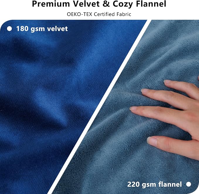 Waterproof Blanket - Reversible Dog Throw as Furniture Protector | Soft Velvet & Flannel, TPU Leak-Proof Liner, Machine Washable, Fits Couch and Bed, 52" x 82", Navyblue/Stoneblue - Image 2