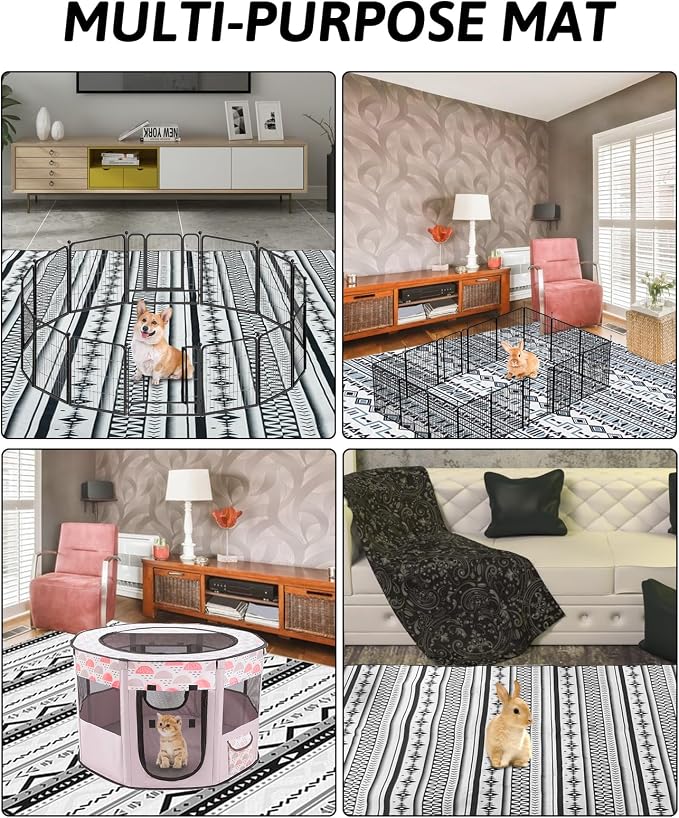 BNOSDM Extra Large Cage Liners for Rabbits 91" X 63" Washable Rabbit Pad Large Bunny Mat Anti Slip Rug for Bunnies Pet Carpet for Chinchillas Cats Guinea Pigs Dogs - Image 4