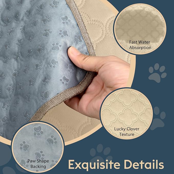 FunFurry Washable Pee Pads for Dogs - 1 Pack Reusable Pee Pads，Waterproof Puppy Pads，Pet Training Pads，Super Absorbent with Dog Paw Shape Non-Slip Backing (Cream, 72" X 72" - 1 Pack) - Image 5
